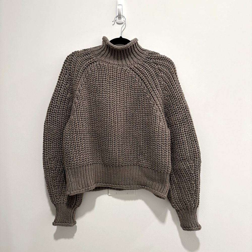 H&M, chunky knit sweater, taupe, size M, good condition